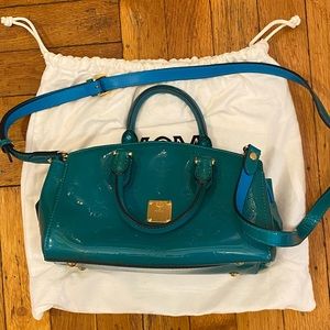 MCM patent leather crossbody small handbag, used, good condition, rare design